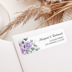 Dusty Purple Rustic Floral Wedding Return Address Label