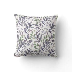 Dusty Purple Sage Green Leaves Greenery | Throw Pillow