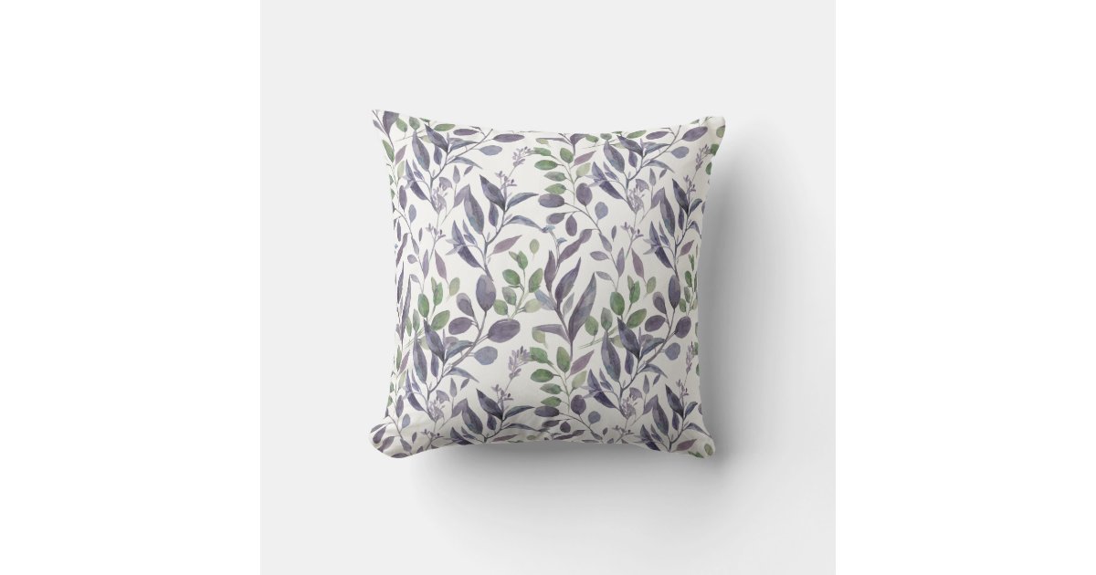 Dusty Purple Sage Green Leaves Greenery Throw Pillow Zazzle