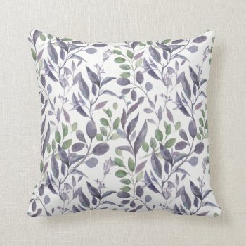 Dusty Purple Sage Green Leaves Greenery | Throw Pillow by dmboyce at Zazzle