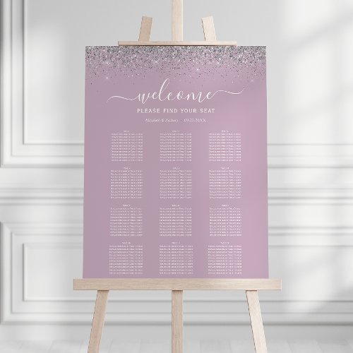 Dusty Purple Silver 12_Table Wedding Seating Foam Board