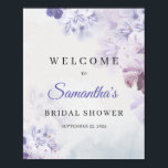 Dusty purple spring floral bridal shower welcome poster<br><div class="desc">Dusty purple spring floral bridal shower welcome sign 8x10 poster, This exceptional bohemian floral design featured watercolor hand-painted purple, dusty blue, dusty pink, lilac, brown, and beige flowers and combined modern trendy calligraphy script font. Тhis irresistible colorful symphony is elegantly set on ivory watercolor background. Delicate purple and powdery blue...</div>