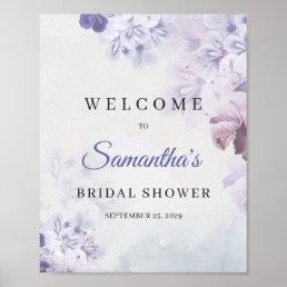 Dusty purple spring floral bridal shower welcome poster