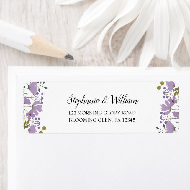Dusty Purple Spring Floral Return Address Label (Insitu)