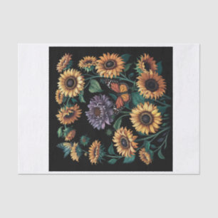 Dusty Purple Sunflower, Dramatic Floral Decoupage Tissue Paper