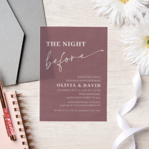 Dusty Purple The Night Before Rehearsal Dinner Vellum Invitations