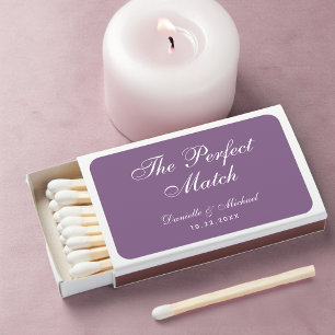 Dusty Purple Wedding Favors Simple Calligraphy Matchboxes