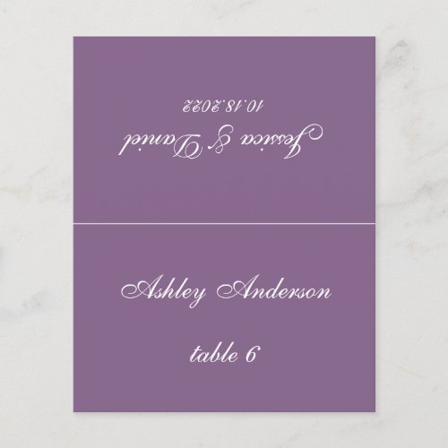 Dusty Purple Wedding Place Card Printed Guest Name