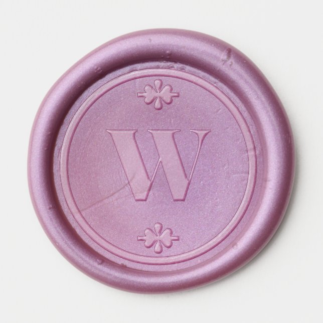 Dusty Purple Wedding Simple Monogram Initial Wax Seal Sticker (Front)