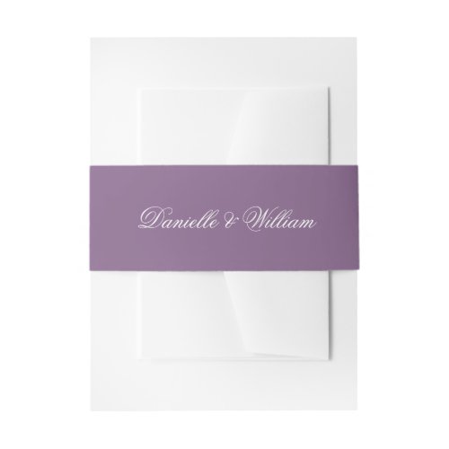 Dusty Purple Wedding Simple  Script Calligraphy Invitation Belly Band