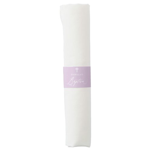 Dusty Purple White Cross Girl Baptism Napkin Band