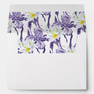 Dusty Purple White Daisy Botanical Watercolor Envelope
