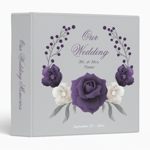 dusty purple white floral wreath gray photo album  3 ring binder