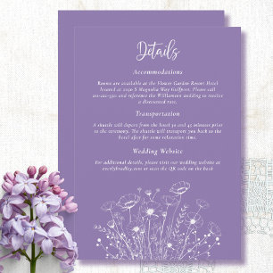 Dusty Purple White Script Floral Detail Enclosure Invitation