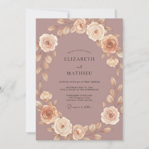 Dusty Purple Wreath Wedding Invitation
