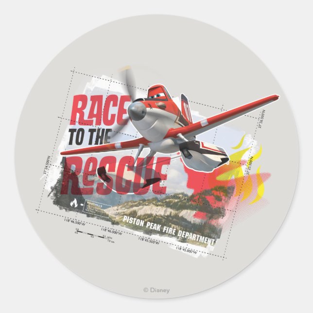 Dusty Race To The Rescue Classic Round Sticker (Front)