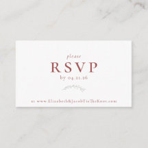 Dusty Red Berries and Leaves Wedding RSVP Card