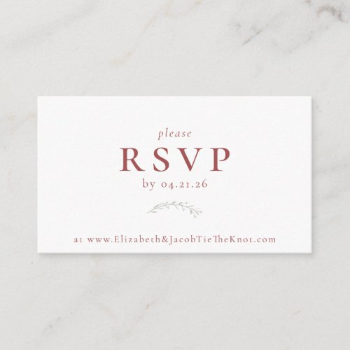 Dusty Red Berries and Leaves Wedding RSVP Card