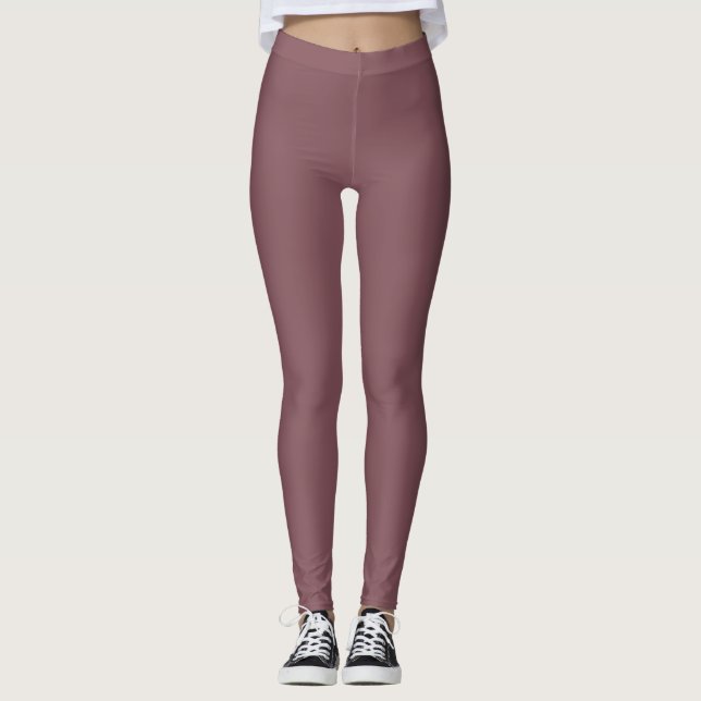 Dusty Red Solid Fashion & Workout Leggings (Front)