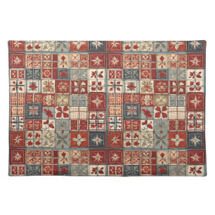 Dusty Red, White, Blue Country Cloth Placemat