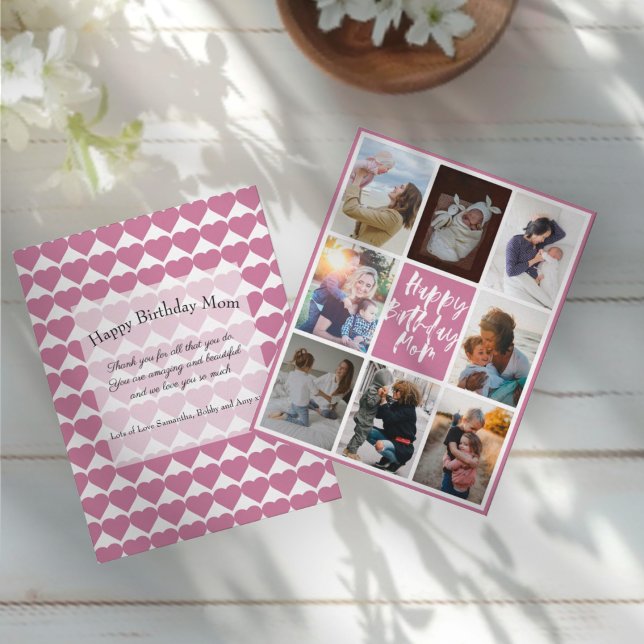 Dusty Rose 8 Photo Collage Happy Birthday Mom (Creator Uploaded)