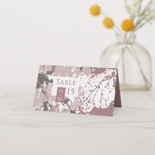 Dusty Rose Abstract Leaves Wedding Place Card