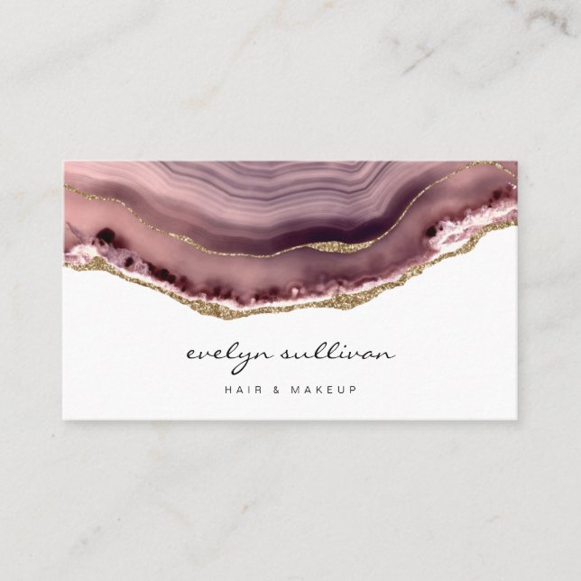 dusty rose agate beauty salon business card (Front)