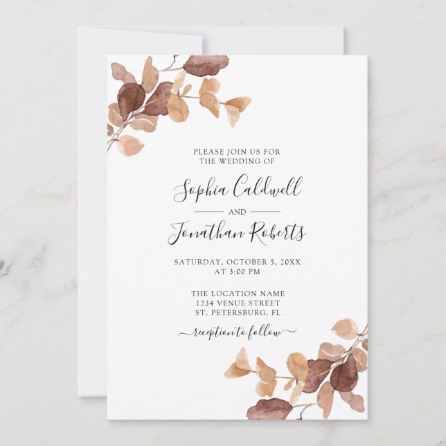 Dusty Rose All in One Boho Eucalyptus Wedding Invitation (Front)