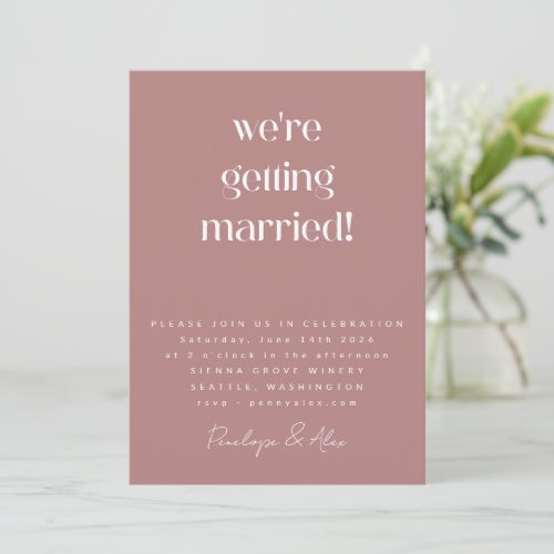 Dusty Rose All in One Minimalist Modern Wedding Invitation