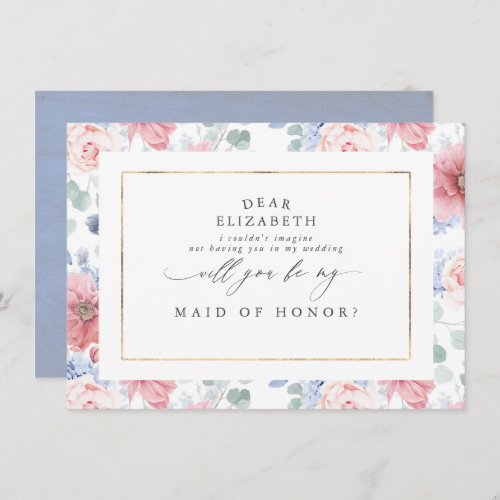 Dusty Rose and Dusty Blue Bridesmaid Proposal Invitation