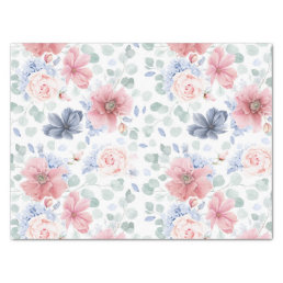 Dusty Rose and Dusty Blue Floral Botanical Elegant Tissue Paper