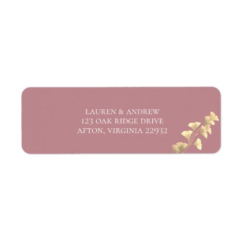 Dusty Rose and Gold Watercolor Return Address Label