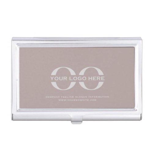 Dusty Rose and Gray Corporate Company Logo Branded Business Card Case