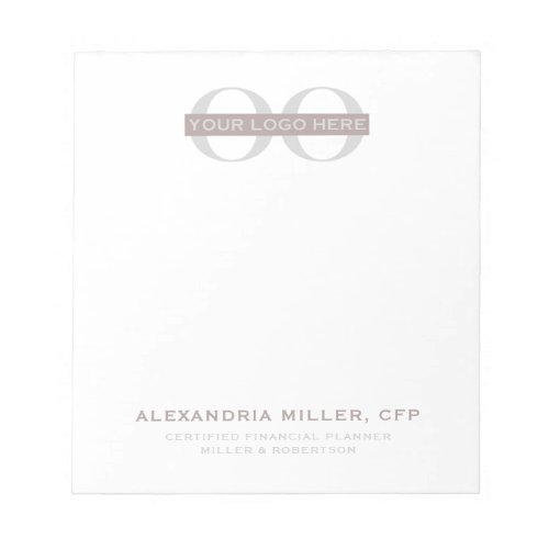 Dusty Rose and Gray Corporate Company Logo Branded Notepad
