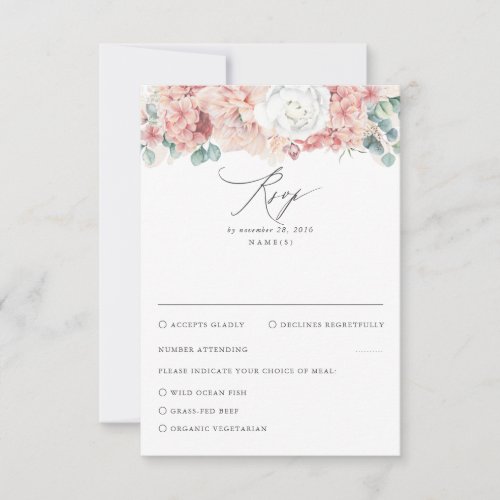 Dusty Rose and Peach Floral Wedding RSVP