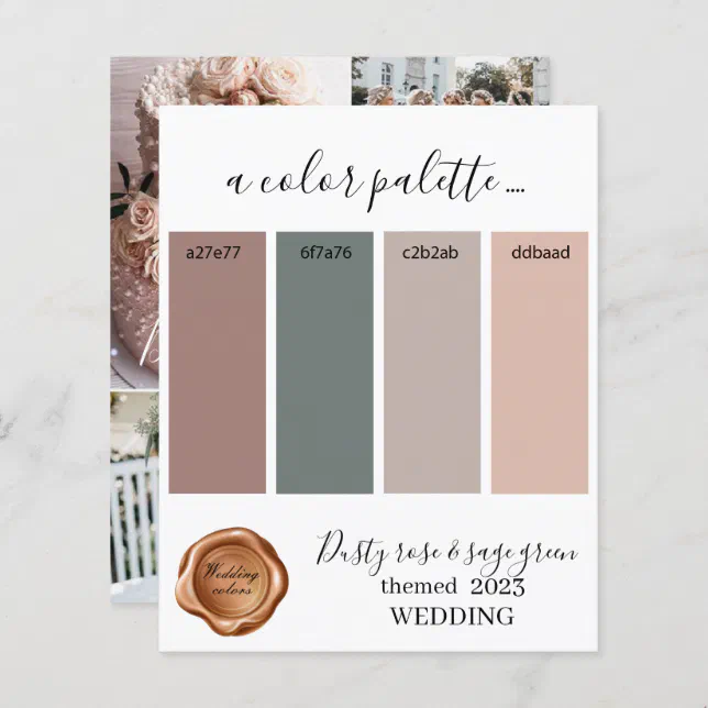Dusty rose and sage green Wedding colors Palette C | Zazzle