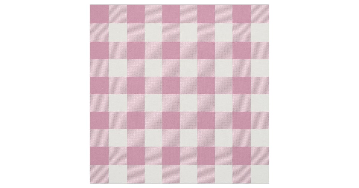 Dusty Rose and White Gingham Plaid Fabric | Zazzle