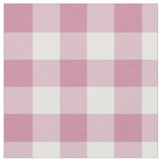 Dusty Rose and White Gingham Plaid Fabric