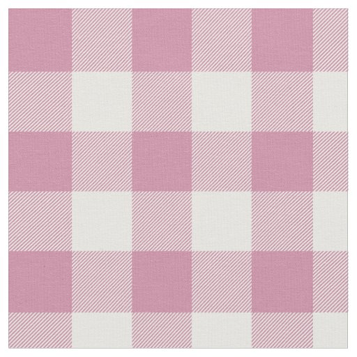 Dusty Rose and White Gingham Plaid Fabric