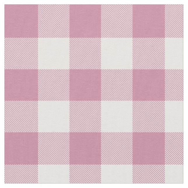 Dusty Rose and White Gingham Plaid Fabric (Close Up)