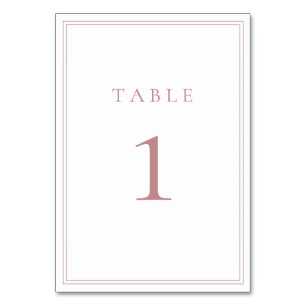 Dusty Rose and White Minimalist Table Number
