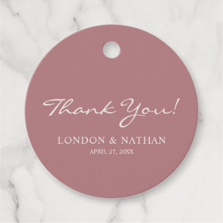 Dusty Rose And White Wedding Favor Tags