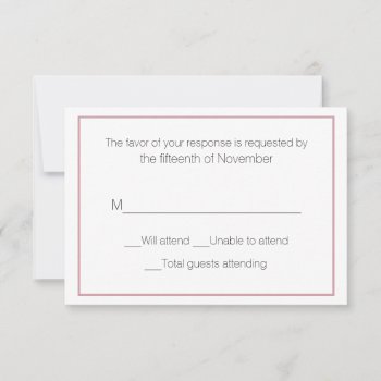 Dusty Rose And White Wedding Response Card by DizzyDebbie at Zazzle