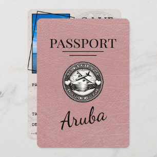 Dusty Rose Aruba Passport Save The Date