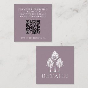 Dusty Rose Aspen Tree Wedding QR Enclosure Card