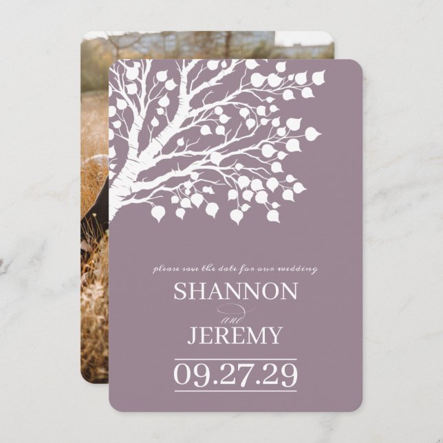 Dusty Rose Aspen Tree Wedding Save The Date (Front/Back)