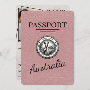 Dusty Rose Australia Passport Save The Date