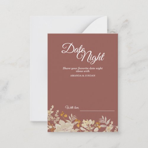 Dusty Rose Autumn Boho Date Night Advice Card