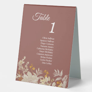 Dusty Rose Autumn Boho Table Tent Sign with Guests