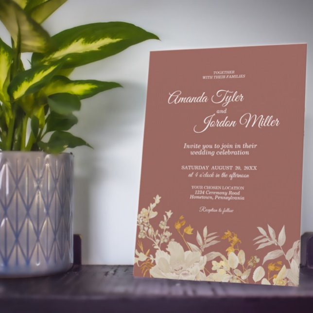 Dusty Rose Autumn Boho wedding Invitation (Creator Uploaded)
